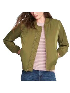Old Navy Quilted Bomber Jacket Thyme Green Size XXL Preppy Spring Minimalist